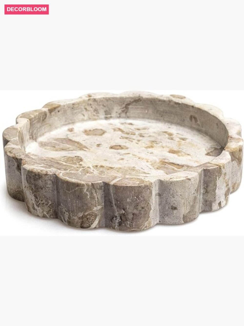 8" Round Scalloped Marble Vanity Tray - Catchall Dish